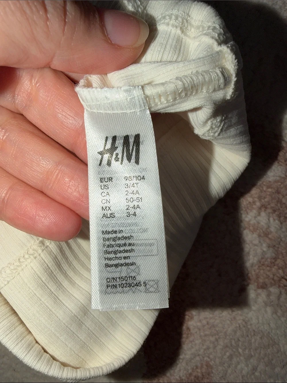 H&M Cream Ribbed Baby Beanie with Ear Details